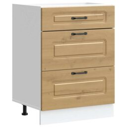Berkfield Home Kitchen Base Cabinet Kalmar Artisan Oak Engineered Wood in Brown - thumbnail 2