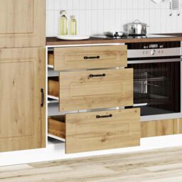 Berkfield Home Kitchen Base Cabinet Kalmar Artisan Oak Engineered Wood in Brown - thumbnail 3