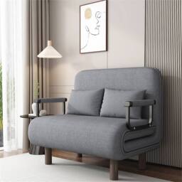 Nordara Large Double Folding Sofa Bed Chair Convertible Sleeper Armchair in Grey - Size: 120 cm x 90 cm - thumbnail 3