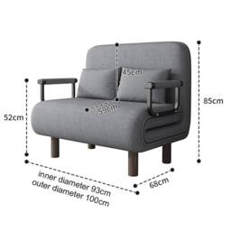Nordara Large Double Folding Sofa Bed Chair Convertible Sleeper Armchair in Grey - Size: 120 cm x 90 cm - thumbnail 2