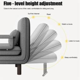 Nordara Large Double Folding Sofa Bed Chair Convertible Sleeper Armchair in Grey - Size: 120 cm x 90 cm - thumbnail 5