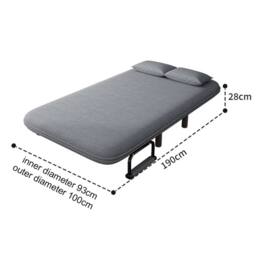 Nordara Large Double Folding Sofa Bed Chair Convertible Sleeper Armchair in Grey - Size: 120 cm x 90 cm - thumbnail 6