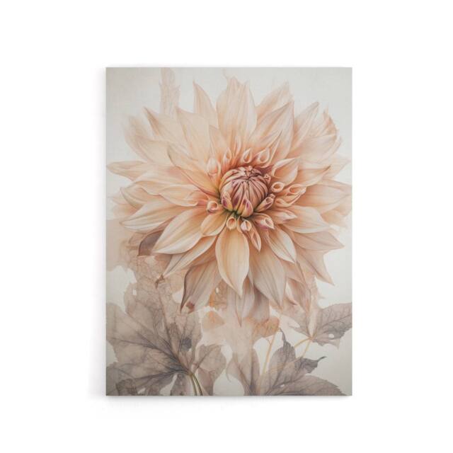 "Artery8 Elegant Dahlia Flower Floral Canvas Wall Art Print in White - Size: W24"" x H32""" - image 1