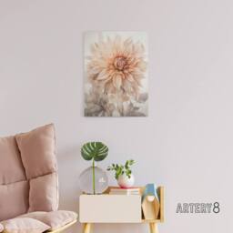 "Artery8 Elegant Dahlia Flower Floral Canvas Wall Art Print in White - Size: W24"" x H32""" - thumbnail 3
