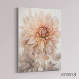 "Artery8 Elegant Dahlia Flower Floral Canvas Wall Art Print in White - Size: W24"" x H32""" - thumbnail 2