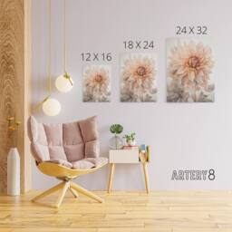 "Artery8 Elegant Dahlia Flower Floral Canvas Wall Art Print in White - Size: W24"" x H32""" - thumbnail 4
