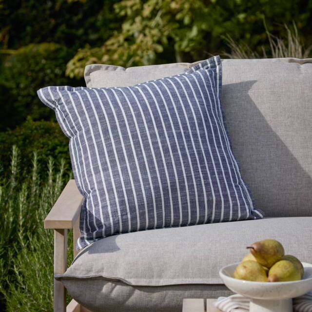Yard Hessle Stripe 100% Cotton Outdoor Cushion in Navy - Size: 45 cm x 45 cm - image 1