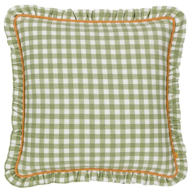 Furn Maude Gingham 100% Cotton Reversible Cushion in Green - Size: 45 cm x 45 cm - image 1