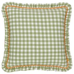 Furn Maude Gingham 100% Cotton Reversible Cushion in Green - Size: 45 cm x 45 cm