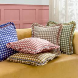 Furn Maude Gingham 100% Cotton Reversible Cushion in Green - Size: 45 cm x 45 cm - thumbnail 6