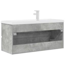 Berkfield Home Durable 2 Piece Bathroom Furniture Set Concrete Grey Engineered Wood - thumbnail 8