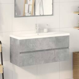 Berkfield Home Durable 2 Piece Bathroom Furniture Set Concrete Grey Engineered Wood