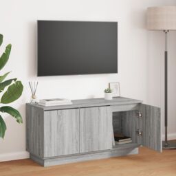 Berkfield Home TV Cabinet Grey Sonoma 100x38x49 cm Engineered Wood - Size: 100 x 38 x 49 cm - thumbnail 1