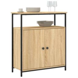 Berkfield Home Sideboard Sonoma Oak 70x30x80 cm Engineered Wood in Brown - Size: 70 x 30 x 80 cm - thumbnail 3