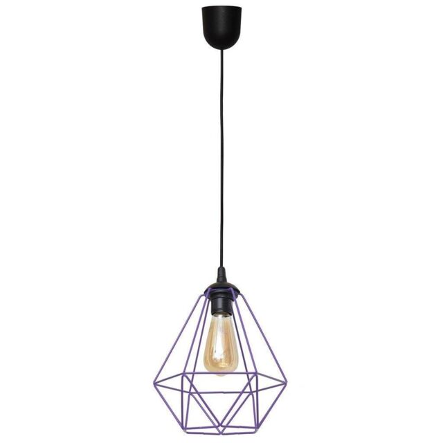 Netlighting Karo Wire Frame Pendant Ceiling Light Black Purple 24cm