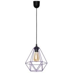 Netlighting Karo Wire Frame Pendant Ceiling Light Black Purple 24cm