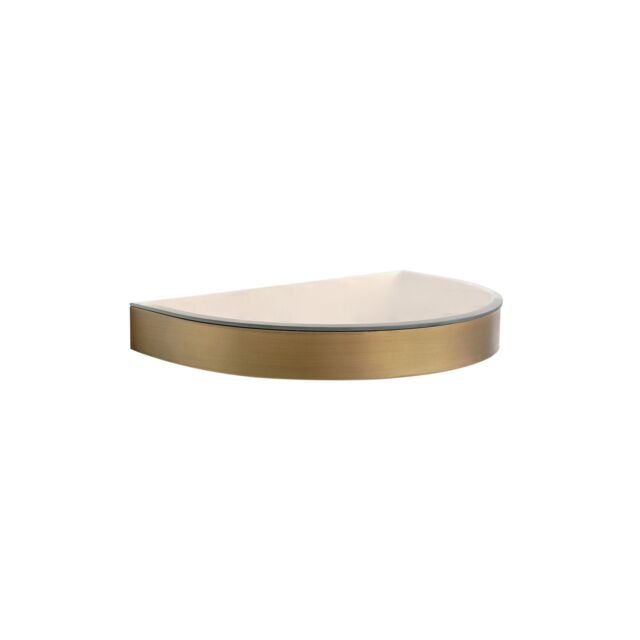 Melody Maison Curved Champagne With Gold Edge Mirrored Floating Wall Shelf in Rose Gold