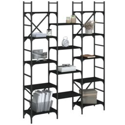 Berkfield Home Bookshelf Black 127.5x28.5x172.5 cm Engineered Wood - thumbnail 4