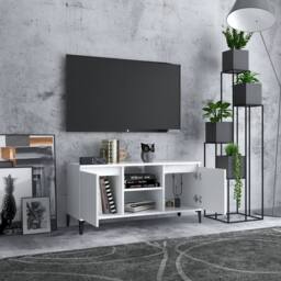 Berkfield Home TV Cabinet with Metal Legs White 103.5x35x50 cm - thumbnail 3