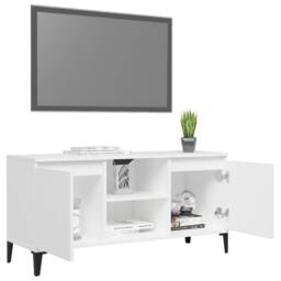 Berkfield Home TV Cabinet with Metal Legs White 103.5x35x50 cm - thumbnail 4