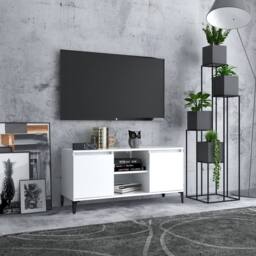 Berkfield Home TV Cabinet with Metal Legs White 103.5x35x50 cm - thumbnail 2