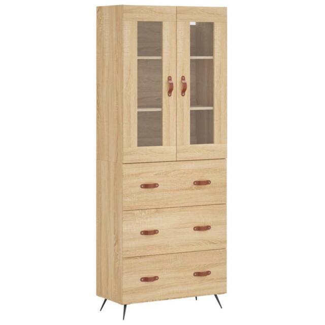 Berkfield Home Highboard Sonoma Oak 69.5x34x180 cm Engineered Wood in Light Tan - image 1