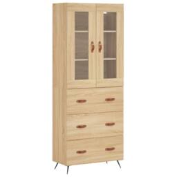 Berkfield Home Highboard Sonoma Oak 69.5x34x180 cm Engineered Wood in Light Tan