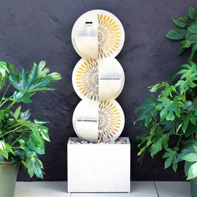 Primrose Cut-Out Fan Grey Garden Cascading Water Feature with Lights 107cm - image 1
