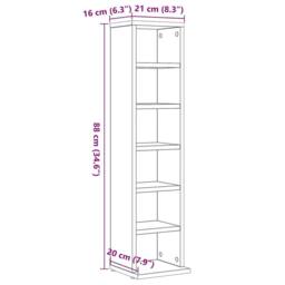 Berkfield Home CD Cabinet Black Oak 21x20x88 cm Engineered Wood - Size: 21 x 20 x 88 cm - thumbnail 9