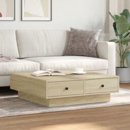 Berkfield Home Coffee Table Sonoma Oak 90x90x28 cm Engineered Wood in Brown - Size: 90 x 90 x 28 cm - thumbnail 3