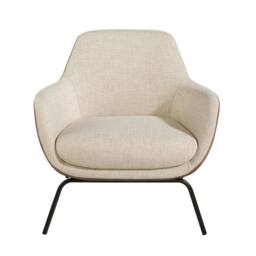 Angel Cerda Cream Fabric & Brown Leatherette Armchair, Black - thumbnail 2