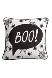 Bedlam 'Boo' Luxe Velvet Halloween Filled Cushion in Black - Size: 43 cm x 43 cm - thumbnail 2