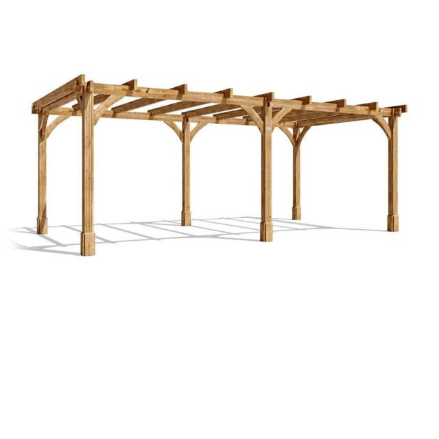 Dunster House Wooden Pergola Kit 6x3m Pressure Treated Heavy Duty Utopia in Brown - image 1