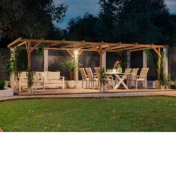 Dunster House Wooden Pergola Kit 6x3m Pressure Treated Heavy Duty Utopia in Brown - thumbnail 2
