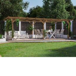 Dunster House Wooden Pergola Kit 6x3m Pressure Treated Heavy Duty Utopia in Brown - thumbnail 3