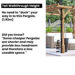 Dunster House Wooden Pergola Kit 6x3m Pressure Treated Heavy Duty Utopia in Brown - thumbnail 6