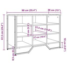 Berkfield Home Shoe Cabinet Black 90x38x61.5 cm Engineered Wood - thumbnail 9