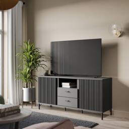 Furniture To Go Lusaka TV Cabinet 2 Door 2 Drawer in Black Graphite - thumbnail 4