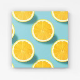 Warren Reed - Designer Fresh Lemons Canvas in Blue - Size: w40 inch x h40 inch - thumbnail 1