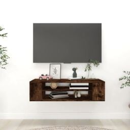 Berkfield Home Hanging TV Cabinet Smoked Oak 100x30x26.5 cm Engineered Wood in Brown - thumbnail 1