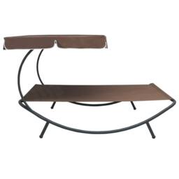 Berkfield Home Outdoor Lounge Bed with Canopy Brown - thumbnail 1