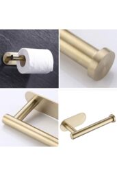 Living and Home Stainless Steel Self-Adhesive Non-Perforated Bathroom Paper Towel Holder in Gold - thumbnail 5