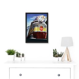 Artery8 Canadian Pacific Railways 4040 Iconic Train Vintage Yellow Canada A4 Artwork Framed Wall Art Print in Black - thumbnail 2
