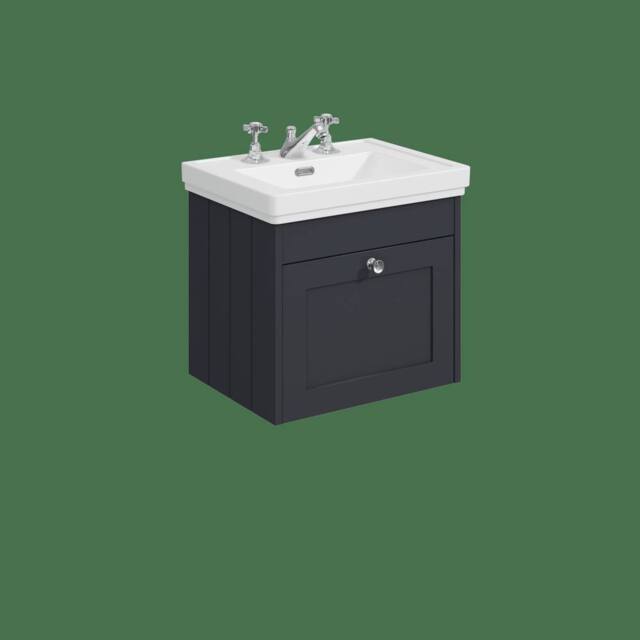Balterley 500mm Wall Hung 1 Drawer Unit Classic Basin 3 Tap Hole Satin Dark Grey - image 1