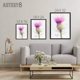 "Artery8 Scottish Thistle Flower Head Framed Canvas Wall Art Print in Purple - Size: W12"" x H16""" - thumbnail 4