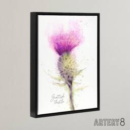 "Artery8 Scottish Thistle Flower Head Framed Canvas Wall Art Print in Purple - Size: W12"" x H16""" - thumbnail 2