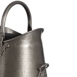 Hill Interiors Traditional Antique Pewter Metal Coal Log Bucket in Silver - thumbnail 2