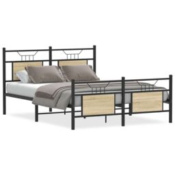 Berkfield Home Bed Frame without Mattress Sonoma Oak 150x200 cm King Size Engineered Wood in Brown - thumbnail 2