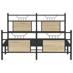 Berkfield Home Bed Frame without Mattress Sonoma Oak 150x200 cm King Size Engineered Wood in Brown - thumbnail 6