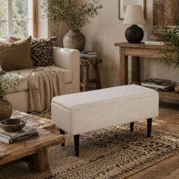 Wyld Haus Nevano Boucle Cream Teddy Fleece Storage Ottoman - thumbnail 1